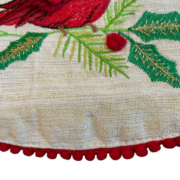 The Farmhouse Embroidered Red Cardinals Christmas Table Runner 16x72 Holiday New - Picture 7 of 16